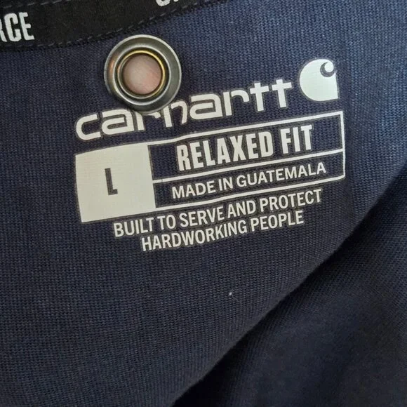 men's Carhartt Long Sleeve Pullover Shirt in Navy - Picture 6 of 8